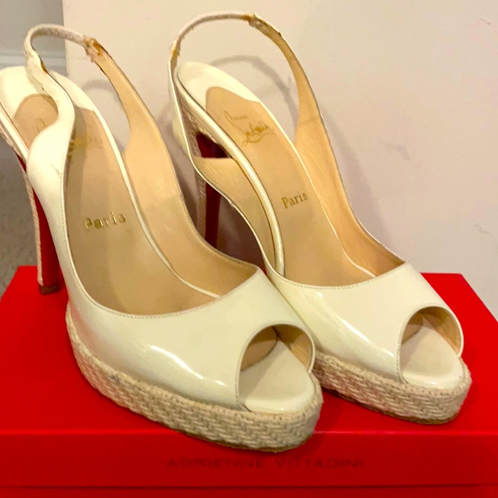 Christian Louboutin patent leather sling backs